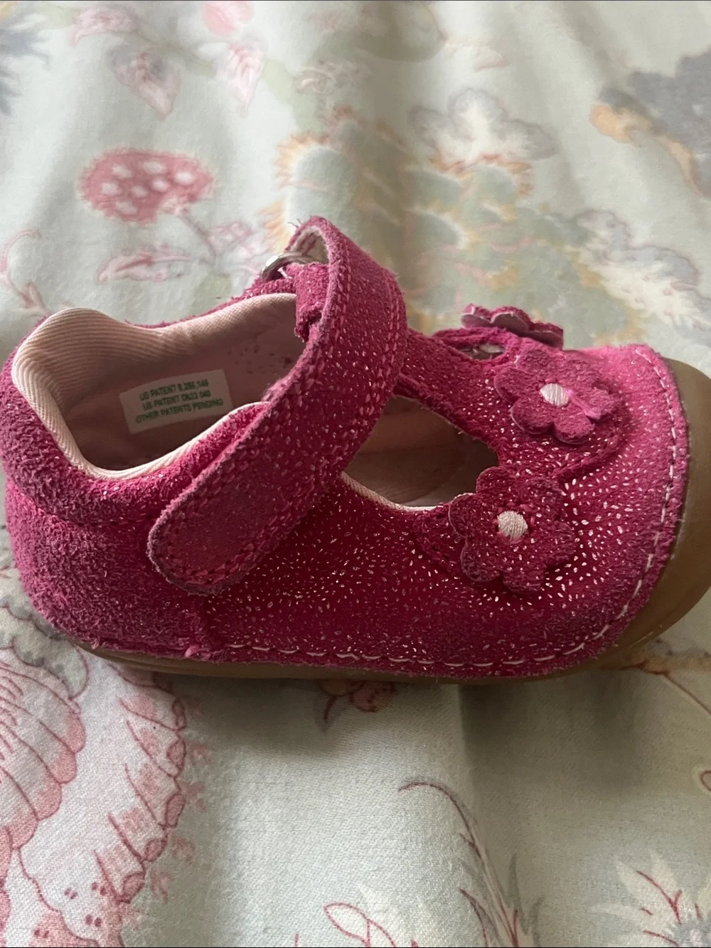 Stride Rite Pink Glitter Floral Mary Jane Shoes